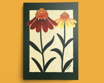 Cone Flower Art Print – Echinacea Illustration, 5x7