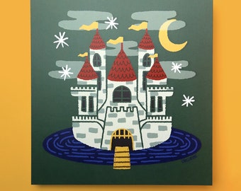 Art Print - Fairy Tale Castle art print 8 x 8 inches / children’s room art / kids bedroom art