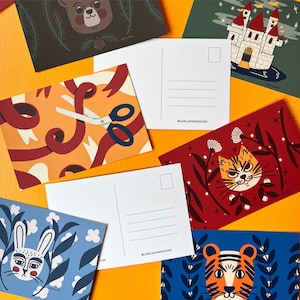 Impression d'art carte postale | carte postale 4x6 pouces | Carte postale d'animaux