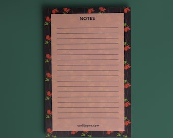 Floral Notepad | Gift For Gardener | Cute Stationery | Blank Notepad | Floral Notepad | Garden Gift | anemone flower
