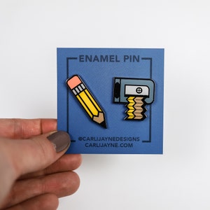 Pencil Pin, Sharpener Pin, Enamel Pin set, Teacher enamel pin, school pin, art supplies pin, art tools pin, teacher valentine gift image 3