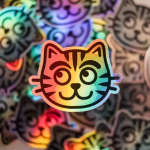 Holographic cat sticker, rainbow cat sticker, holo cat sticker, holographic kitten sticker, gifts for cat people