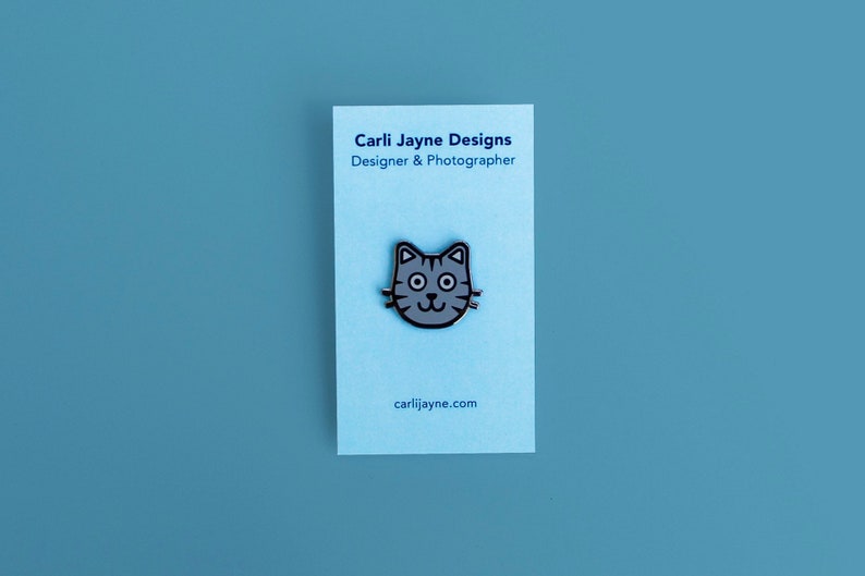Grey Cat Enamel Pin, Kitten Enamel Pin, cat pin, tabby cat pin, stocking stuffer, gifts for her image 3