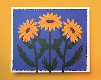 Black-Eyed Susan Art Print – Floral Illustration, 8x10 Decor