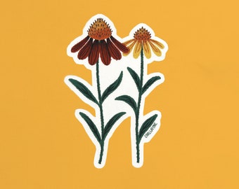 Clear flower sticker, Cone Flower Sticker, flower sticker