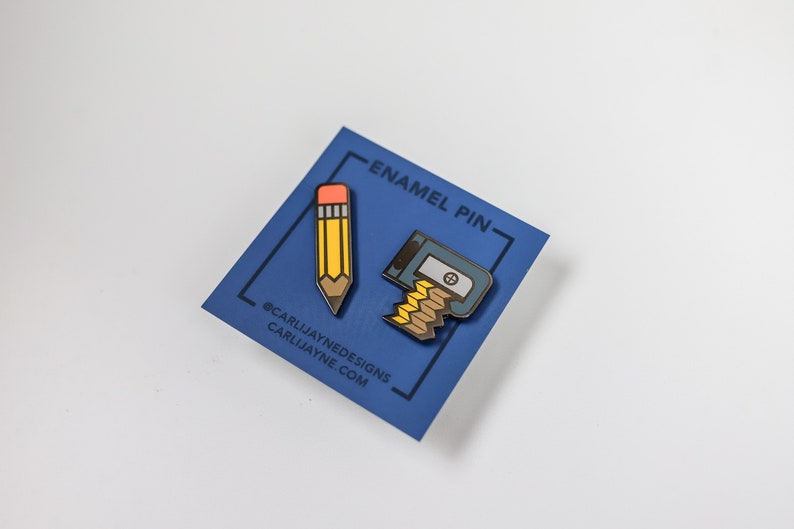 Pencil Pin, Sharpener Pin, Enamel Pin set, Teacher enamel pin, school pin, art supplies pin, art tools pin, teacher valentine gift image 5