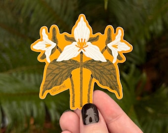 Die Cut Trillium Flower Sticker - Indoor/Outdoor Use