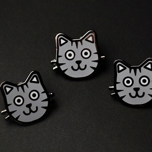 Grey Cat Enamel Pin, Kitten Enamel Pin, cat pin, tabby cat pin, stocking stuffer, gifts for her image 5