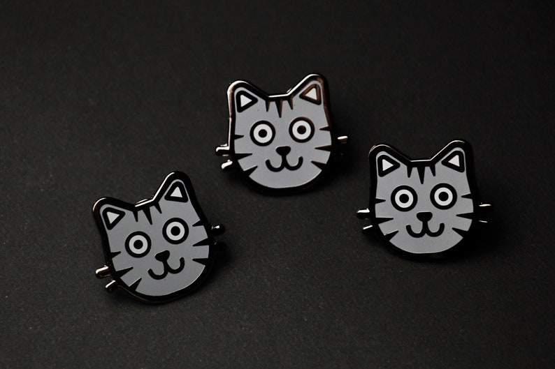 Grey Cat Enamel Pin, Kitten Enamel Pin, cat pin, tabby cat pin, stocking stuffer, gifts for her image 5