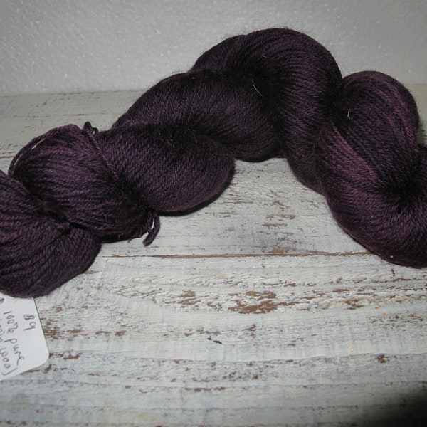 Yarn Bargain! - Fingering Wt. - Colorway: Dark Eggplant Fine 100% Virgin wool-Last few Skeins