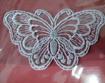 XiXiboutique 5 Yards Butterfly Lace Trim Wedding Applique DIY Sewing,White