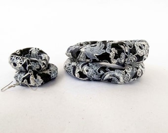 papier mache,jewelry set,free shipping,hoop earrings,bangle,bracelet,black,white,lace,paper jewelry,girlfriend gift,woman,for her,white lace