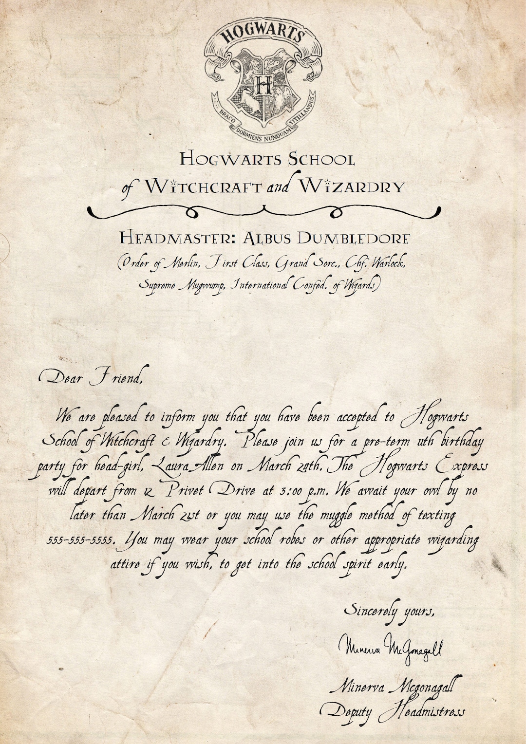 Harry potter hogwarts letter birthday invitation etsy