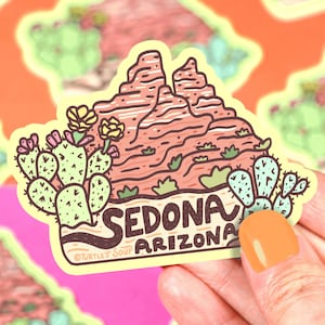 Sedona Arizona Sticker, Cathedral Rock, For Computer, Laptop, Phone, Water Bottle, Journal, Outdoors, Cactus, AZ Love, Desert Life, Bumper