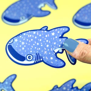Holographic Whale Shark Sticker, Vinyl Sticker, Laptop Decal, Whale Shark Gift, Gift for Her, Cute Sticker, Whale Shark Decal, Astronomy