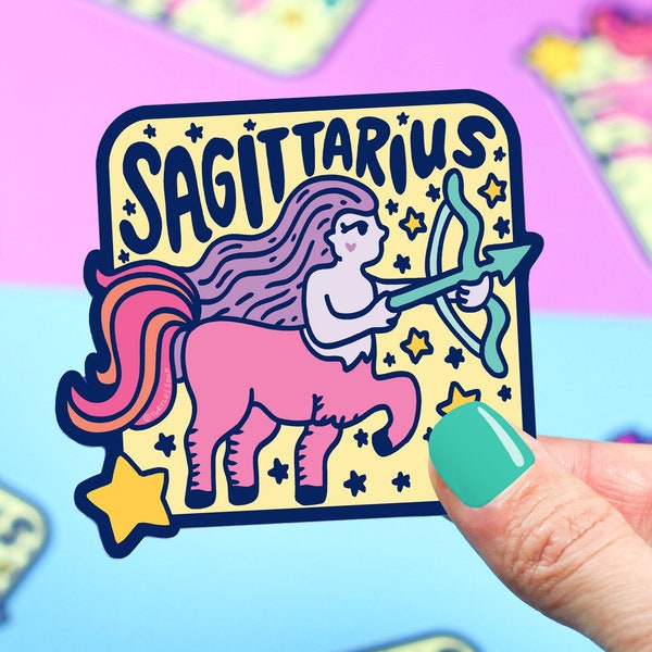 Sagittarius Vinyl Sticker, Zodiac Sticker, Waterproof, Laptop Sticker, Astrological Sign, Centaur, Fire Element, Jupiter, Fun Gift, Birthday