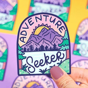Adventure Seeker Vinyl Sticker: Outdoorsy Mountain Decal