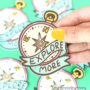 Outdoorsy Sticker, Explore More, Vinyl Stickers, Gift for Men, Compass Art, Camping Sticker, Explore Decal, Holiday Gift, Best Friend