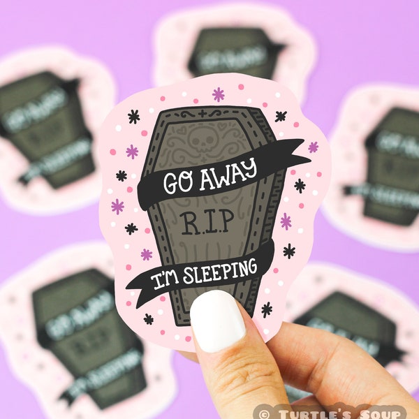 Halloween Goth Sticker, Go Away, Coffin Sticker, Pastel Goth, Emo Sticker, Gothic Decal, Gift For Her, Holiday, Cute, Journal Sticker