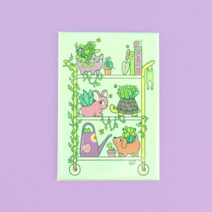 Planter Pets Magnet, Plant Stand Magnet, Cute Fridge Magnet, Plant Lover Gift, Cute Planters, Planter Art, Gardener Gift, Garden Plants