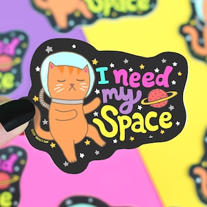 Social Distancing Sticker, I Need My Space, Cat Sticker, Laptop Stickers, Vinyl Decal, Introvert Stickers