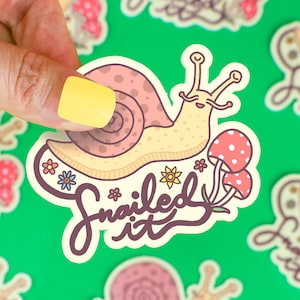 Snail Sticker, Snailed It, Funny Vinyl Stickers, Nailed It, Woodland Stickers, Cute Stickers, For Planner