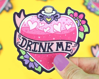 Drink Me Potion Glitter Sticker: Romantic Love Potion, Witchy Gift