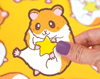Ultra Super Cute Hamster Vinyl Decal Sticker, Adorable Pet, HamSTAR Sticker, Laptop Sticker