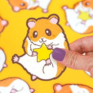 Sticker vinyle hamster super mignon, adorable animal de compagnie, autocollant HamSTAR, autocollant pour ordinateur portable