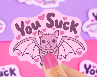 Vampire Bat Sticker, Bat Decal, Halloween Sticker, You Suck, Vampire Bat, Cute Pastel Goth, Funny Gift, Cute Halloween, Scary Bat, Halloween