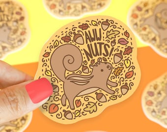 Pegatina de ardilla "¡Ay, qué tontería!": Divertido juego de palabras con animales, vinilo adhesivo impermeable.
