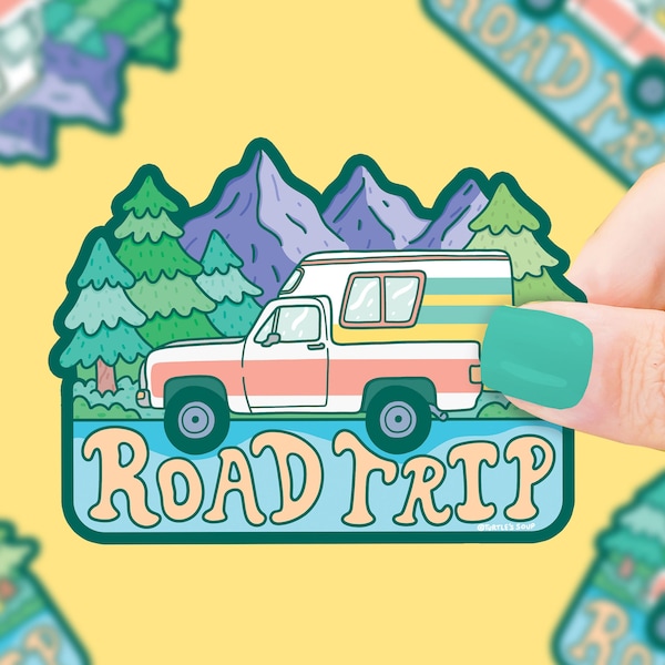 Road Trip Mountains Travel Vinyl Sticker