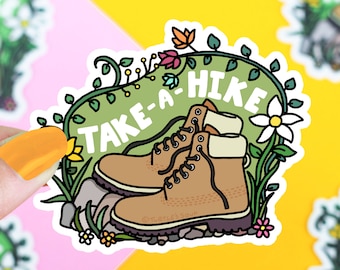 Funny Stickers, Take A Hike, Adventure Stickers, Laptop Stickers, Car Decal, Colorful Vinyl Stickers, Hiker, Hiking