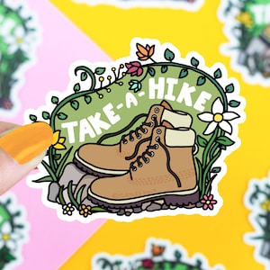 Funny Stickers, Take A Hike, Adventure Stickers, Laptop Stickers, Car Decal, Colorful Vinyl Stickers, Hiker, Hiking