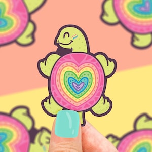 Pride Turtle Vinyl Sticker Art,  LGBT Gay Pride Sticker, Rainbow Turtle, Sticker Art, Gay, Lesbian, Bisexual, Transgender, Cute Sticker Art