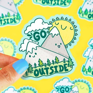 Go Outside Wanderlust Vinyl Sticker, Adventure Sticker, Mountains, Sunshine, Sticker for Kids, Laptop, Water Bottle, Cooler, Journal, Phone