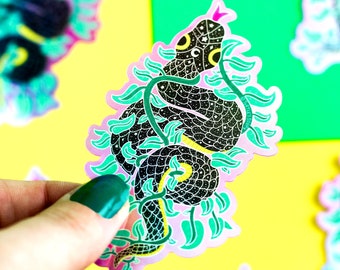 Holographic Snake Vine Sticker: Weatherproof Serpent Art Decal