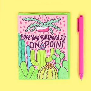 Carte d'anniversaire cactus, carte d'anniversaire drôle, carte d'anniversaire de cactus, sur le point, carte d'anniversaire succulente, carte de voeux, soupe de tortue du sud-ouest