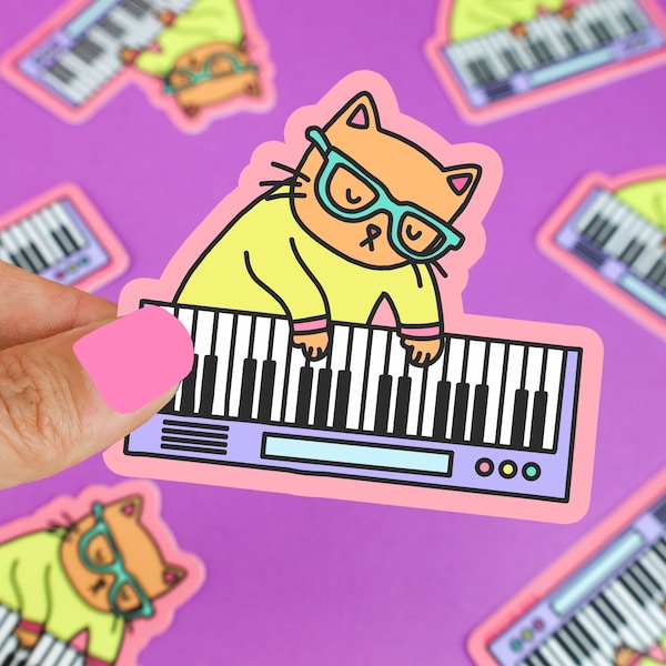 Keyboard Cat Funny Music Vinyl Sticker