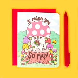 Tu me manques tellement Mush, Carte Tu me manques, Punny, Champignons, Forêt, Je pense à toi, Amitié, Drôle, Jeu de mots, Mignon, Carte de distanciation sociale, Tu me manques