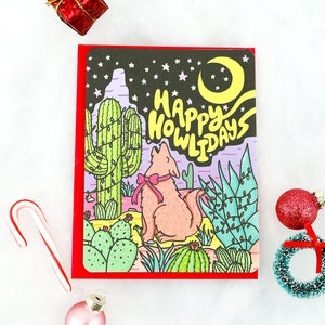 Joyeuses Fêtes, Coyote, Désert, Carte de Noël, Papeterie animalière, Joyeuses fêtes, Carte de voeux, Jeux de mots, Choisissez le vôtre, Cartes en gros