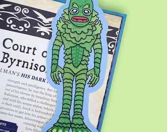 Swamp Monster Halloween Die Cut Bookmark, Creepy Creature Bookmark, Double Sided Bookmark, Monster Book Lover Gift, Gothic Reading Accessory