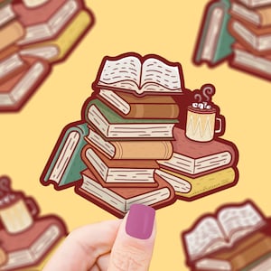 Bookstack Vinyl Sticker: Cozy Bookish Laptop Decal