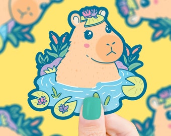 Capybara Vinyl Sticker, Waterproof Sticker for Water Bottle and Laptop