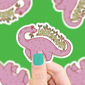 Herbivore Dinosaur Vegan Vinyl Sticker for Water Bottles, Laptops and Journals Waterproof by Turtle's Soup