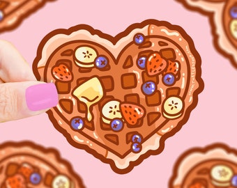 Waffle Heart Breakfast Foods Funny Vinyl Sticker