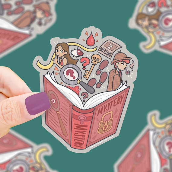 Mystery Book Vinyl Sticker: Crime Novel Detective Decal