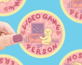 Video Game Person Sticker, Gamer Sticker, Cute, Console, PC, Video Game Lover, Collectible, Little Guys, Trinkets, Waterproof, Vinyl Sticker