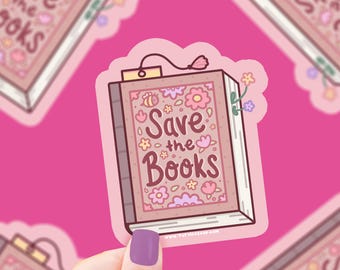 Save the Books Sticker: Waterproof Vinyl Decal, Book Lover Gift