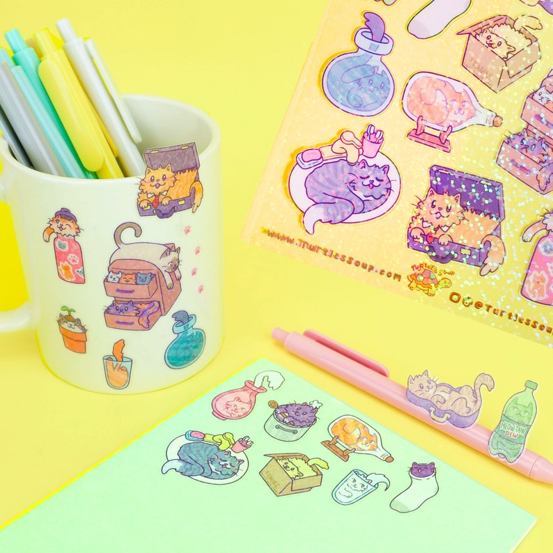 Liquid Cats Vinyl Sticker Sheet: Funny Kitty Art Decals - Etsy
